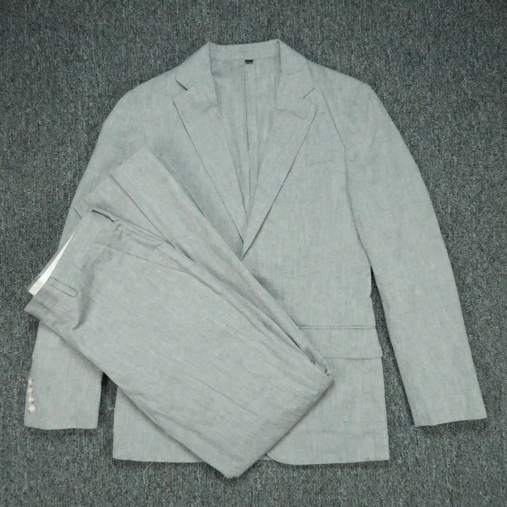 J Crew Suit Mens 34S Ludlow Slim Linen Blend Somelos Unstructured Blazer Pants